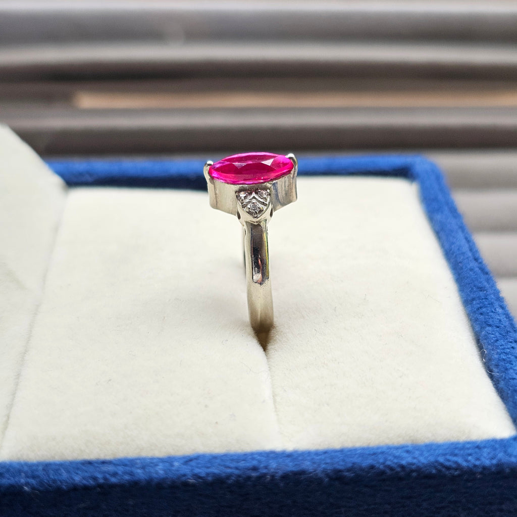 925 Sterling Silver Marquise Ruby ( Lab Grown ) Ring