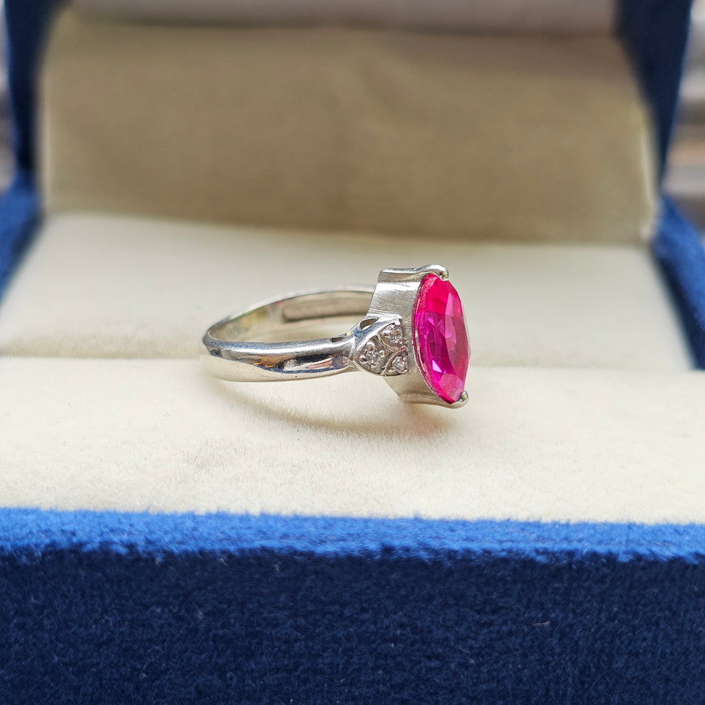 925 Sterling Silver Marquise Ruby ( Lab Grown ) Ring