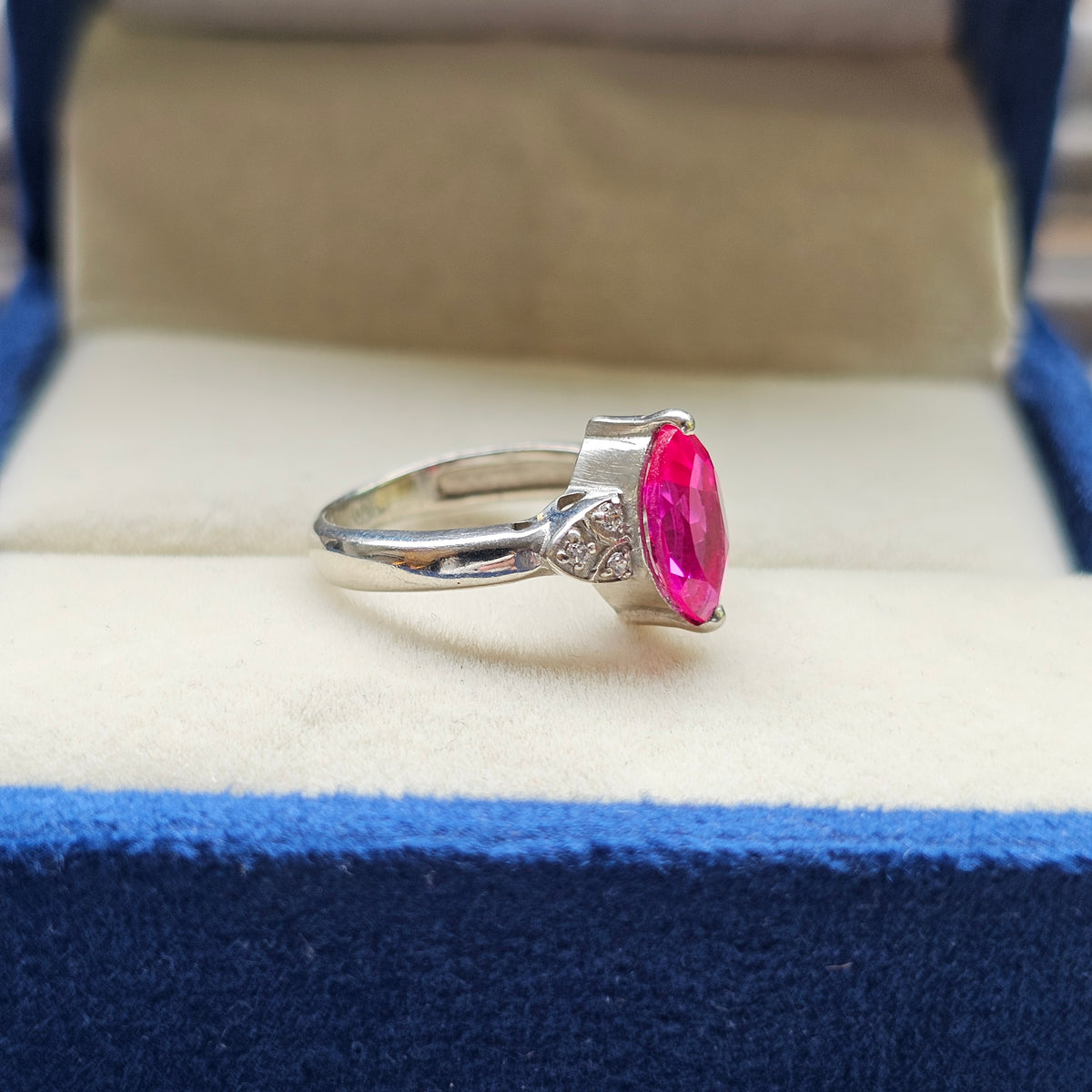 925 Sterling Silver Marquise Ruby ( Lab Grown ) Ring
