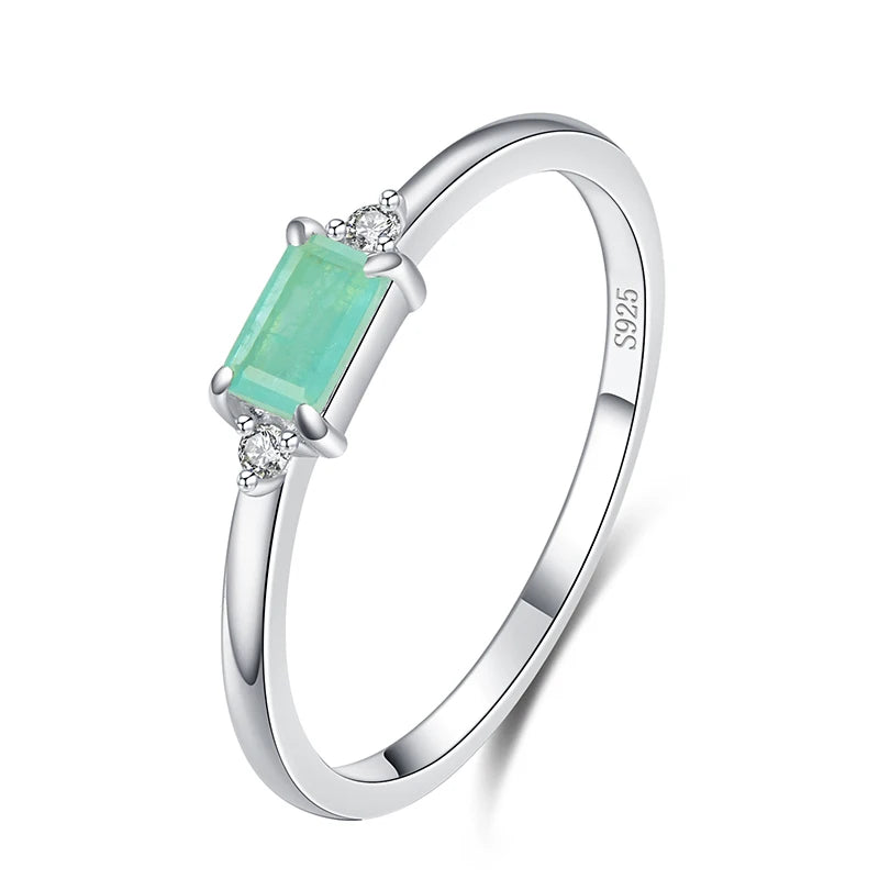 Charm Luxury Real 925 Stelring Silver Green Tourmaline Fashion Finger Rings For Women Fine Jewelry Accessories New Bijoux