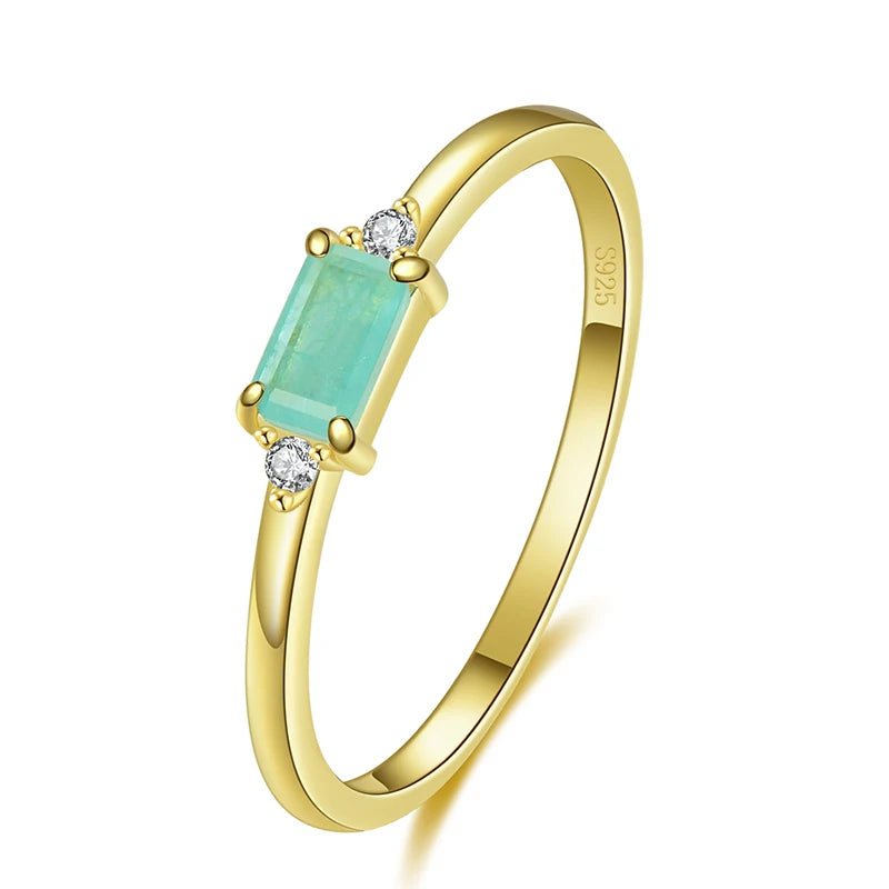 Charm Luxury Real 925 Stelring Silver Green Tourmaline Fashion Finger Rings For Women Fine Jewelry Accessories New Bijoux