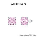 925 Sterling Silver Romantic Pink Rose Cut Sparkling Cubic Zirconia Stud Earrings For Women Party Trendy Jewelry