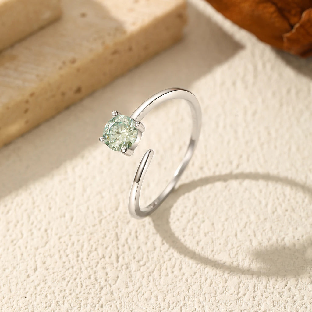 D Color Green Moissanite Free Size Ring 925 Sterling Silver Polishing Line Lab Diamond Finger Ring For Women Fine Jewelry