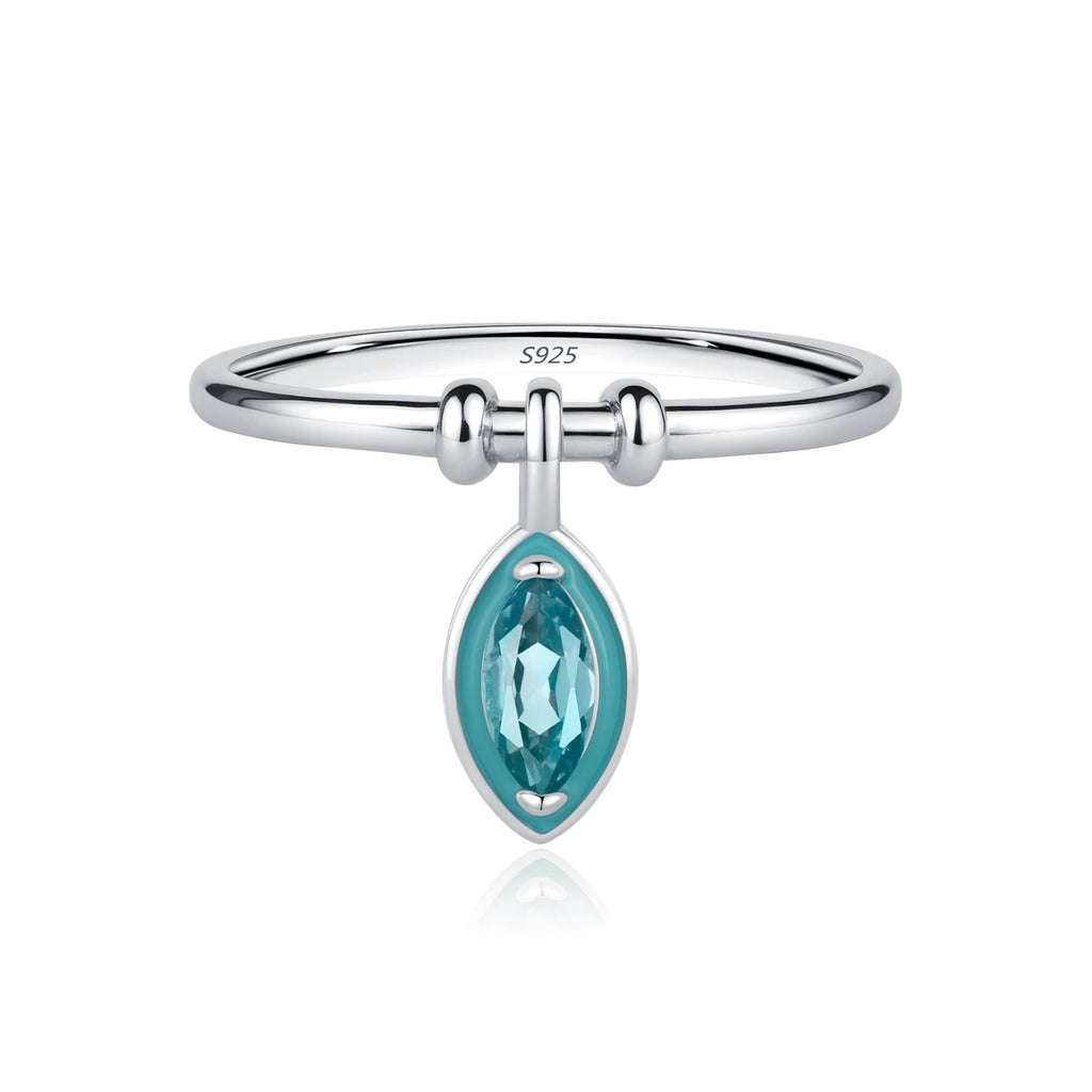 925 Sterling Silver Fashion Delicate Mint Green Enamel Rhombic Zirconia Charms Trendy Rings For Women Fine Jewelry Gift