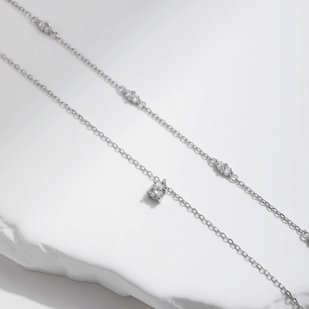 Moissanite D Color Double Layer Pendant Necklace 925 Sterling Silver Round Stylish Choker Necklace For Women Jewelry