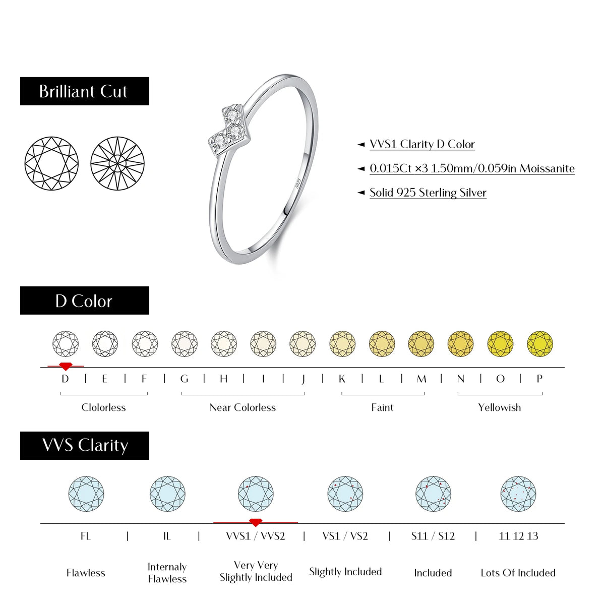 D Color Moissanite Stackable Ring 925 Sterling Silver Thin Minimalist Promise Finger Ring Fine Jewelry For Women Gift