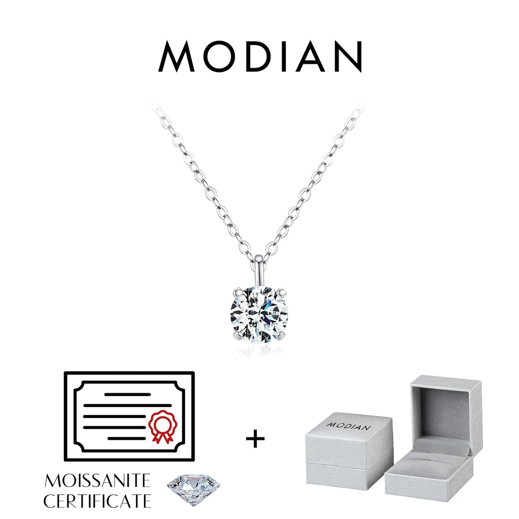 1CT Prong Setting Moissanite Necklace D color VVS1 Lab Diamond Pendant For Women 925 Sterling Silver Wedding Jewelry