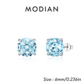 Sparkling 925 Sterling Silver Delicate Rose Cut Simulated Aquamarine Trendy Stud Earrings For Women Wedding Jewelry