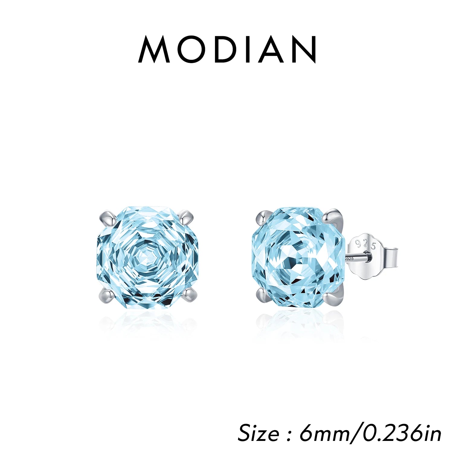 Sparkling 925 Sterling Silver Delicate Rose Cut Simulated Aquamarine Trendy Stud Earrings For Women Wedding Jewelry