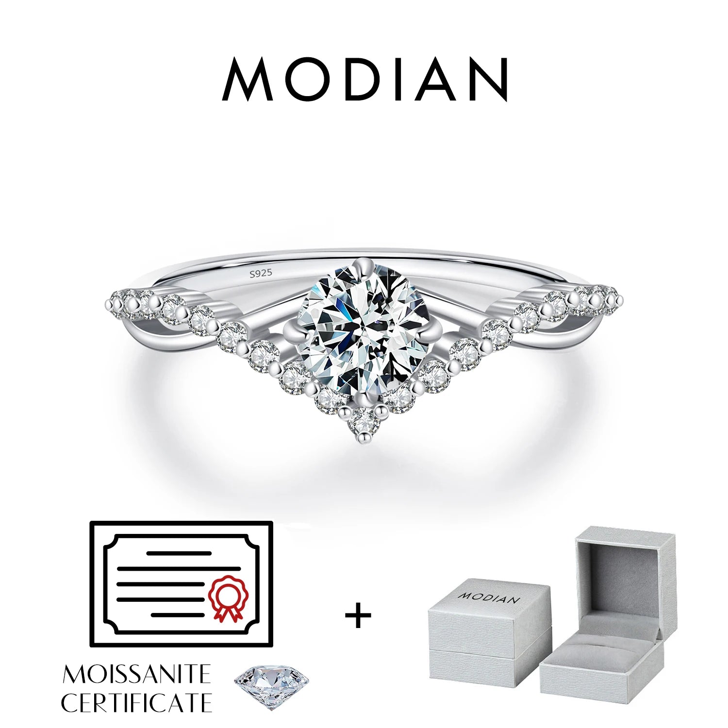 Crown D Color Moissanite Ring Delicate Lab Diamond Ring 925 Sterling Silver For Women Wedding Engagement Jewelry