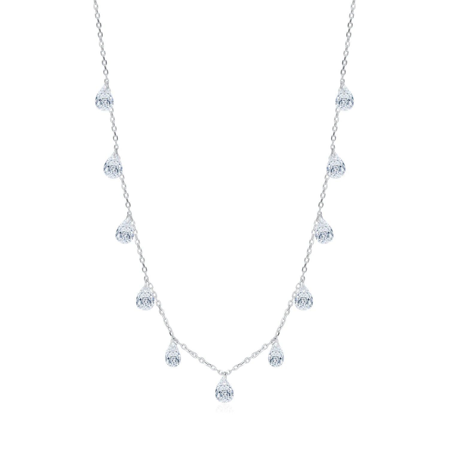 925 Sterling Silver Stackable Clavicle Chokers Necklace Sparkling Zircon Neck Chain for Women Fine Jewelry
