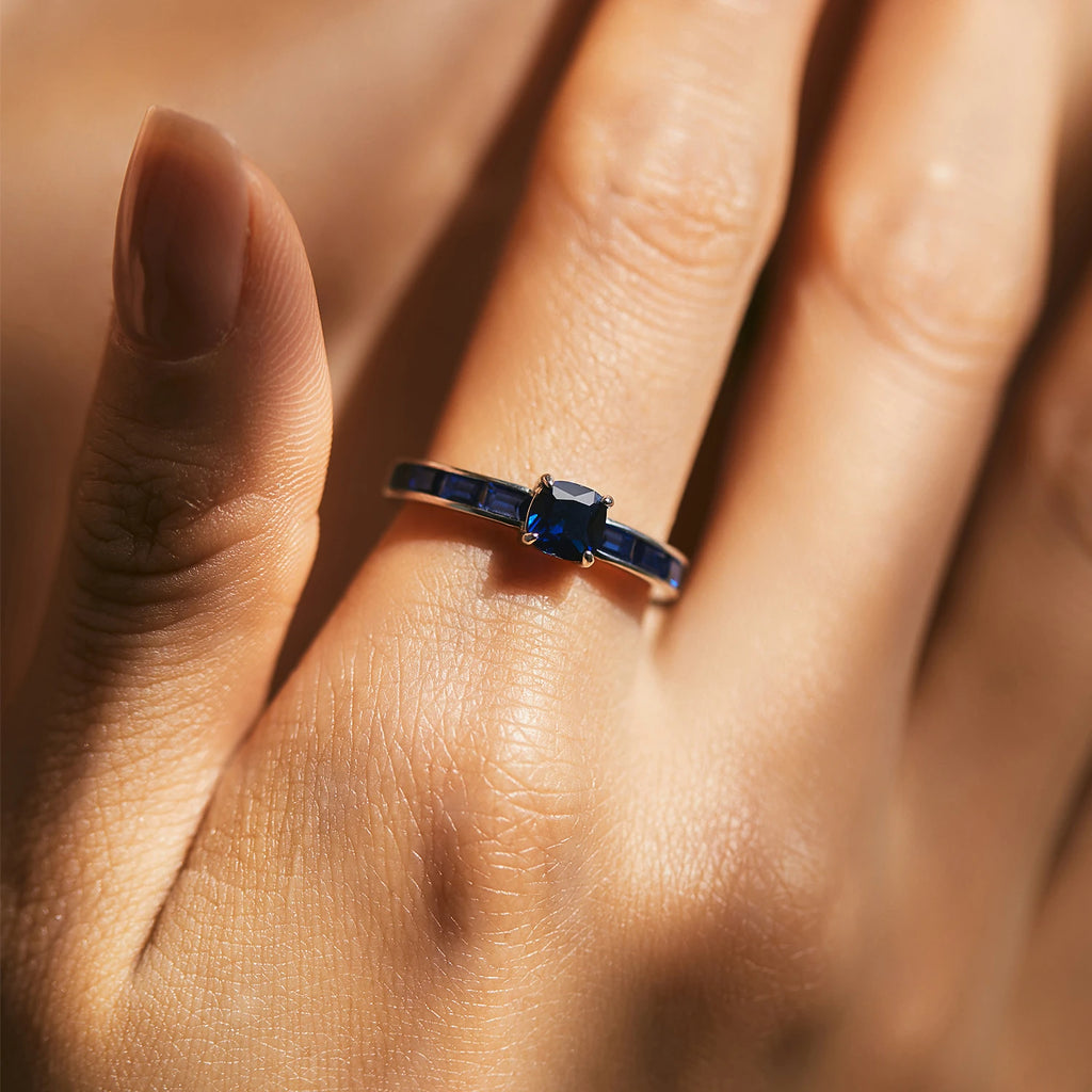 925 Sterling Silver Luxury Square Blue Cubic Zirconia Ring Classic Romantic Rings for Women Wedding Gift Fine Jewelry