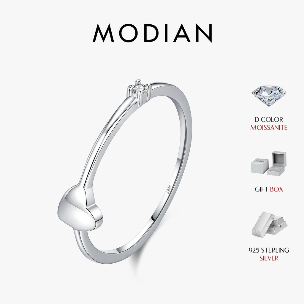 D Color Moissanite Stackable Ring 925 Sterling Silver Heart Lab Diamond Thin Elegant Love Finger Rings For Women Jewelry