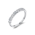 925 Sterling Silver Fashion Round Rectangle Dazzling Clear CZ Band Ring For Women Wedding Engagement Fine Jewelry