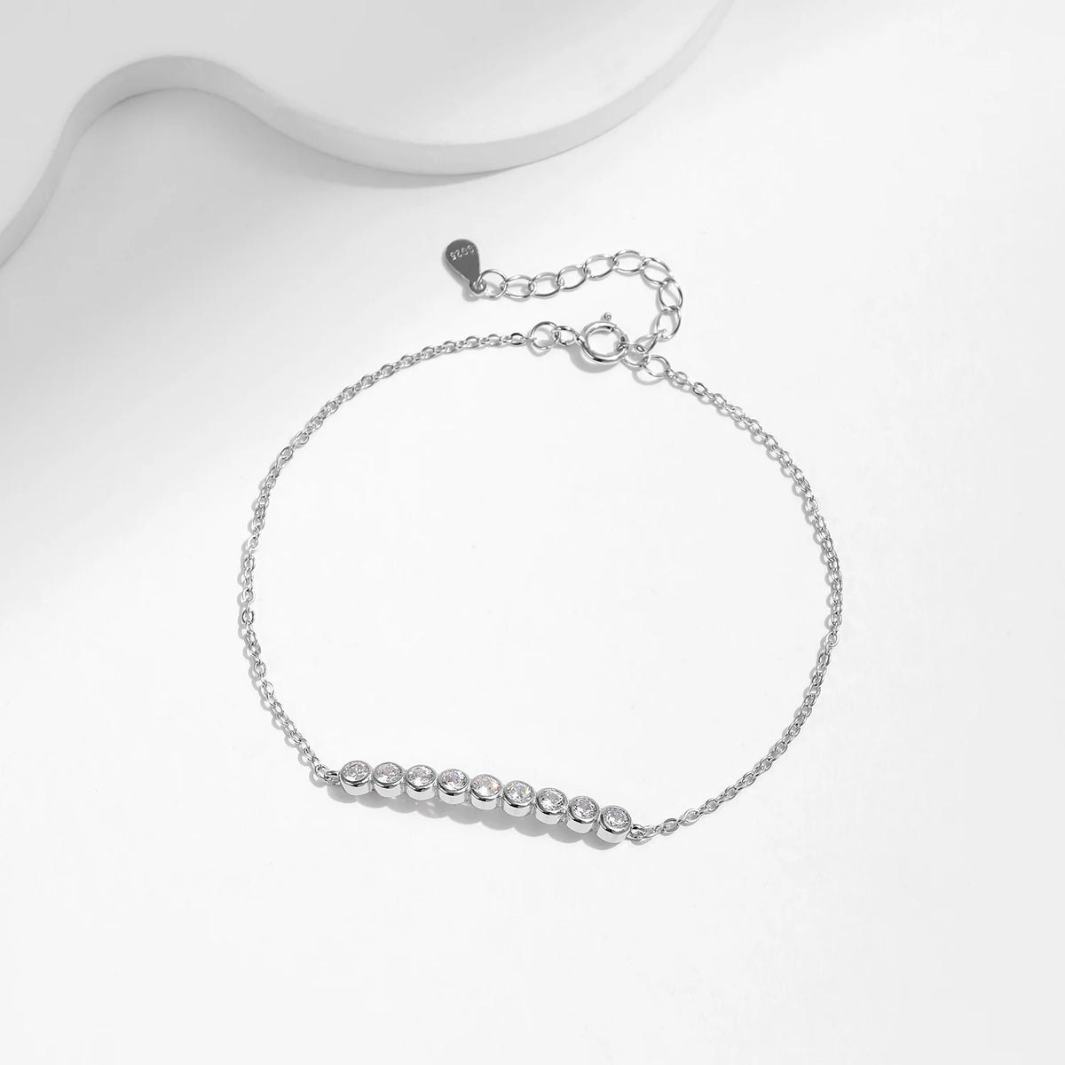 D Color Moissanite 925 Sterling Silver Simple Bracelet Round Lab Diamond Chain Link Jewelry For Women Luxury Wedding Gift