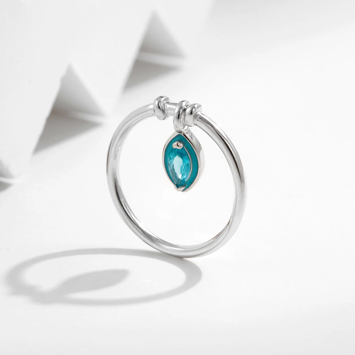 925 Sterling Silver Fashion Delicate Mint Green Enamel Rhombic Zirconia Charms Trendy Rings For Women Fine Jewelry Gift