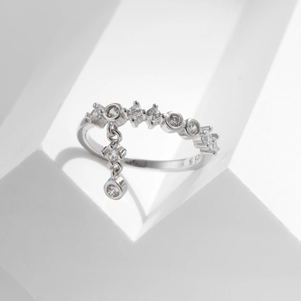 925 Sterling Silver High-Fashion Sparkling Round Zircon Charms Finger Rings For Women Party Fine Jewelry