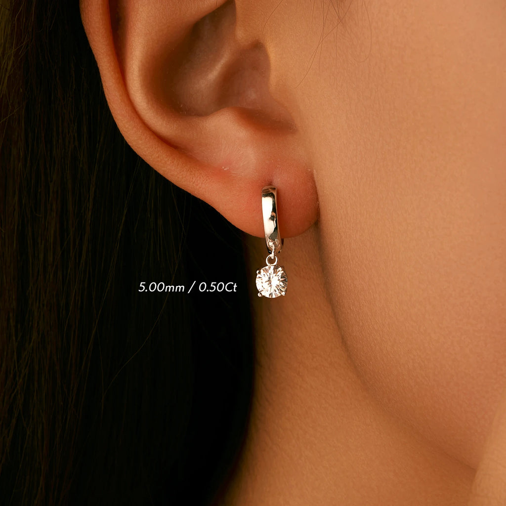 1.0CT D Color Moissanite Hoop Earrings Lab Created Diamond For Women 925 Sterling Silver Wedding Fine Jewelry Gift