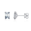 925 Sterling Silver Simple Emerald Cut CZ Stud Earrings Hypoallergenic Earrings For Women Wedding Engagement Fine Jewelry