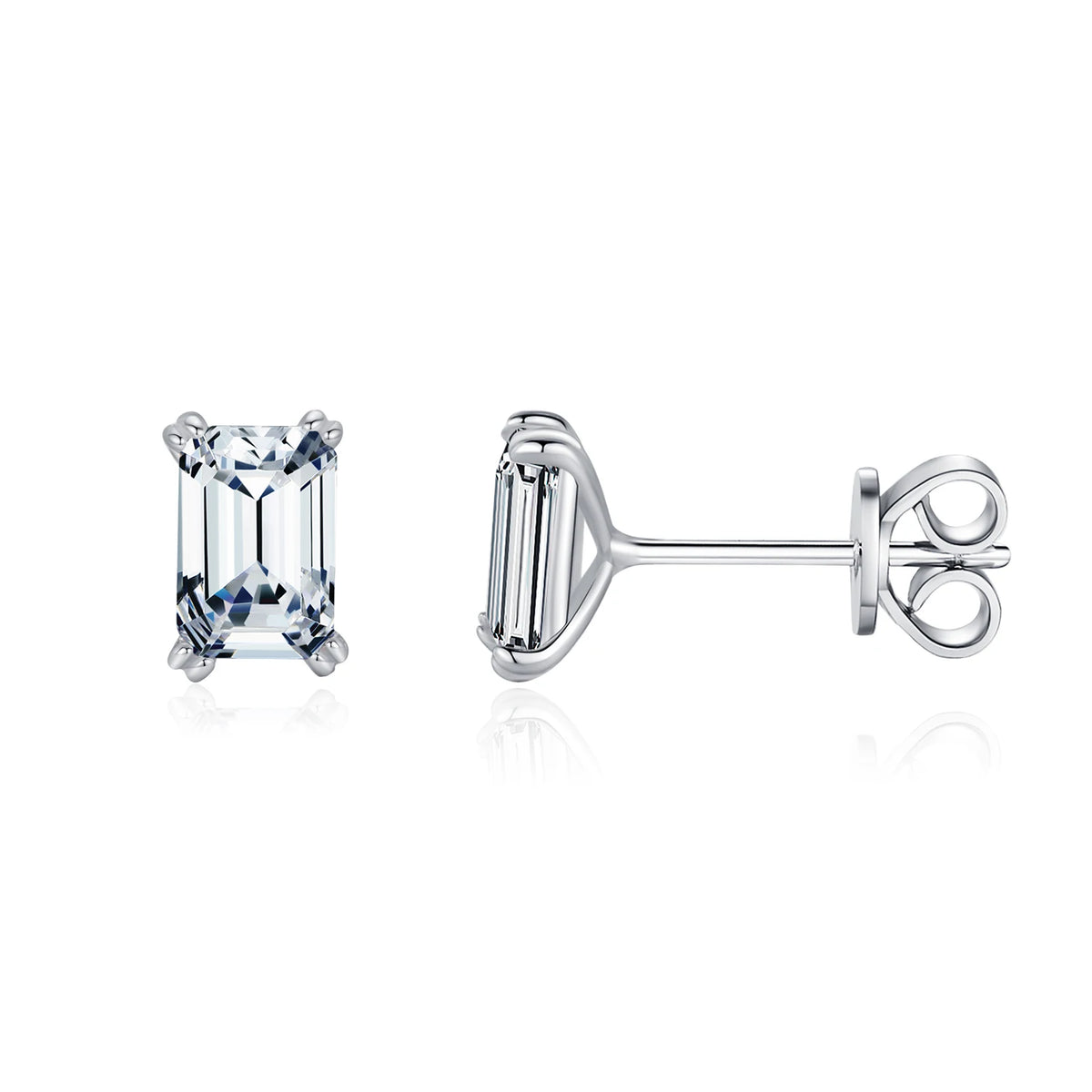 925 Sterling Silver Simple Emerald Cut CZ Stud Earrings Hypoallergenic Earrings For Women Wedding Engagement Fine Jewelry