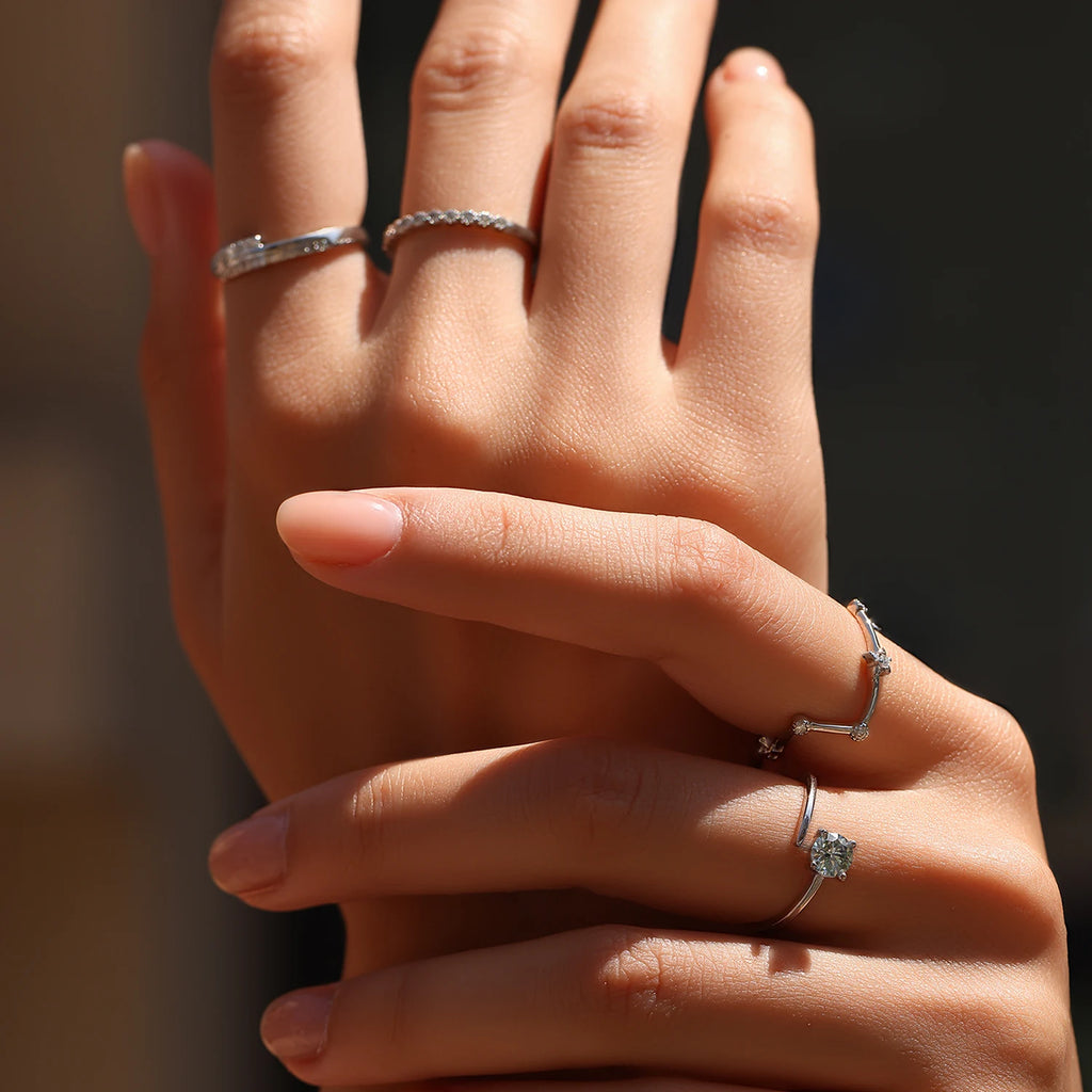 D Color Green Moissanite Free Size Ring 925 Sterling Silver Polishing Line Lab Diamond Finger Ring For Women Fine Jewelry