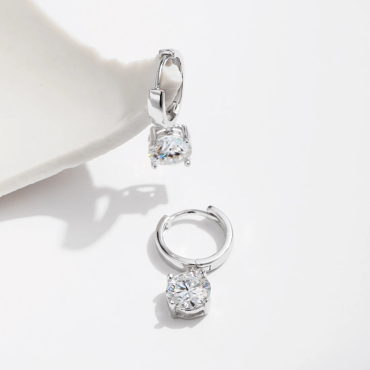 1.0CT D Color Moissanite Hoop Earrings Lab Created Diamond For Women 925 Sterling Silver Wedding Fine Jewelry Gift