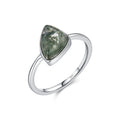 925 Sterling Silver Green Moss Agate Ring Oval Cabochon Thin Band Finger Rings Minimalist For Women  Fine Jewelry Gift ﻿