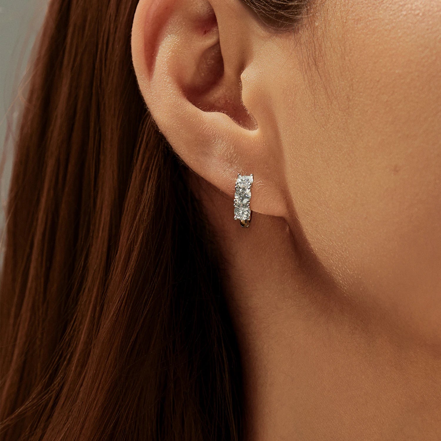 D Color Moissanite Classic Ear Buckle 925 Sterling Silver Trendy Round Stackable Hoop Earrings For Women Fine Jewelry