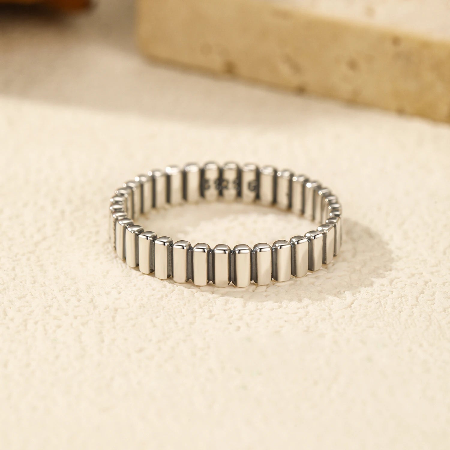 925 Sterling Silver Vintage Exquisite Geometric Stackable Eternity Band Rings For Women Retro Daily Fine Jewelry Gifts