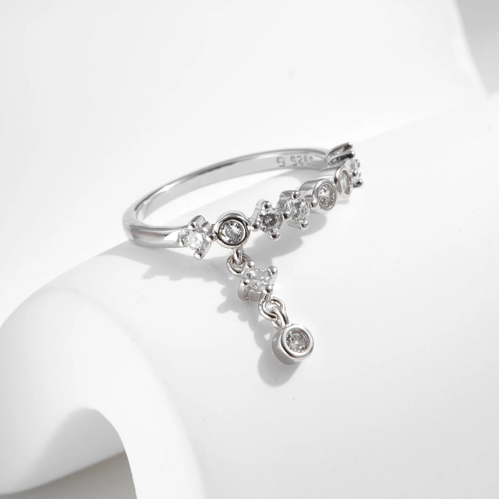 925 Sterling Silver High-Fashion Sparkling Round Zircon Charms Finger Rings For Women Party Fine Jewelry