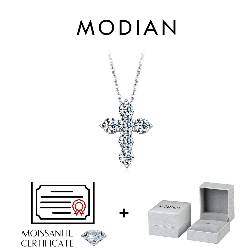 3CT Moissanite Lab Diamond Necklaces 925 Sterling Sliver Luxury Elegant Cross Pendant Necklaces For Women Fine Jewelry