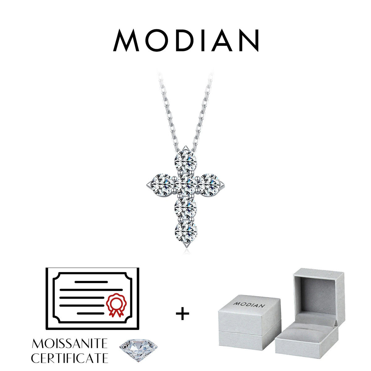 3CT Moissanite Lab Diamond Necklaces 925 Sterling Sliver Luxury Elegant Cross Pendant Necklaces For Women Fine Jewelry