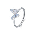 925 Sterling Silver Simple Charming Butterfly Blue Opal Finger Rings For Women Vacation Party Fine Jewelry Gifts