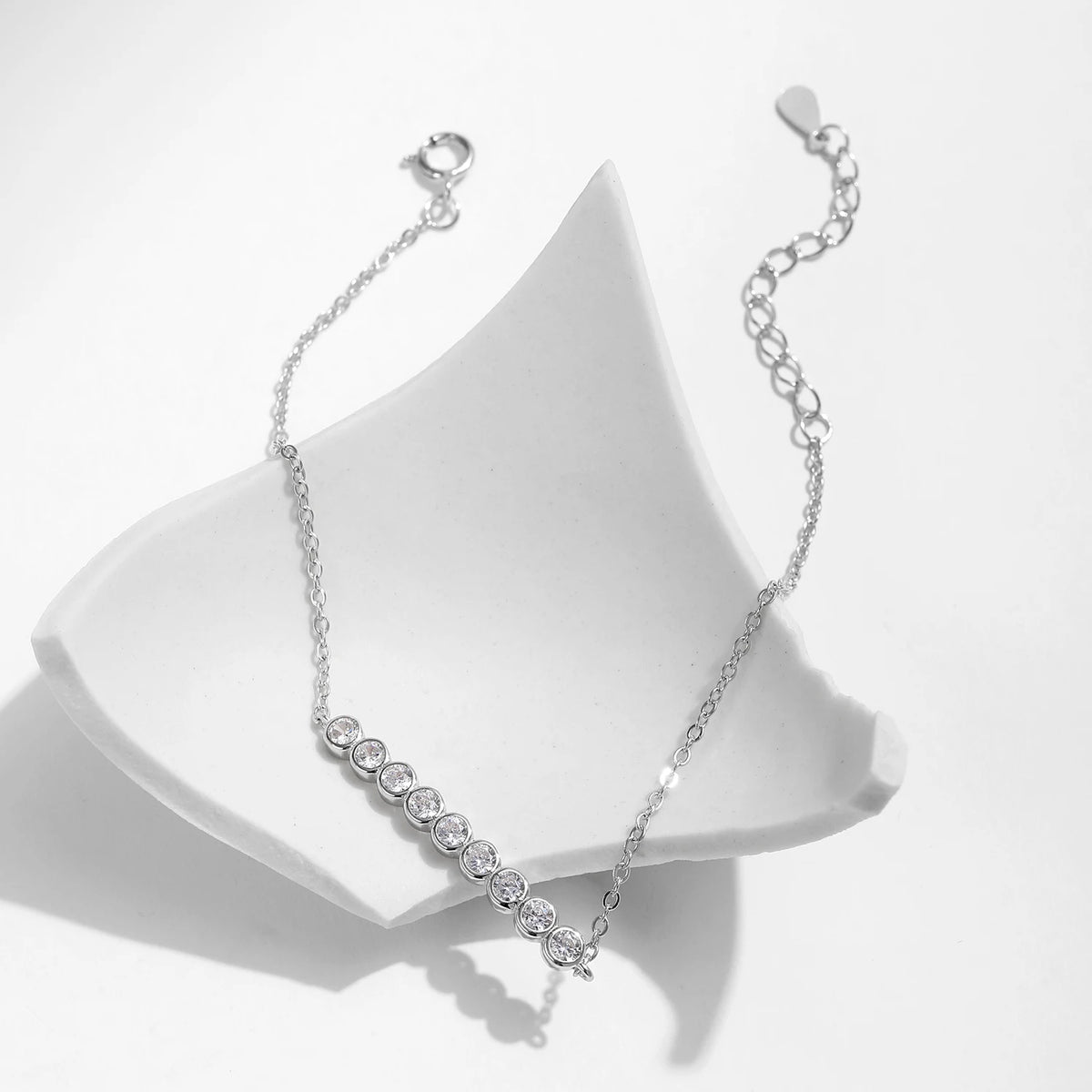 D Color Moissanite 925 Sterling Silver Simple Bracelet Round Lab Diamond Chain Link Jewelry For Women Luxury Wedding Gift