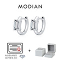 0.8CT Moissanite Ear Buckle 925 Sterling Sliver Simple Rectangle Lab Diamond Hoop Earrings For Women OL Fine Jewelry