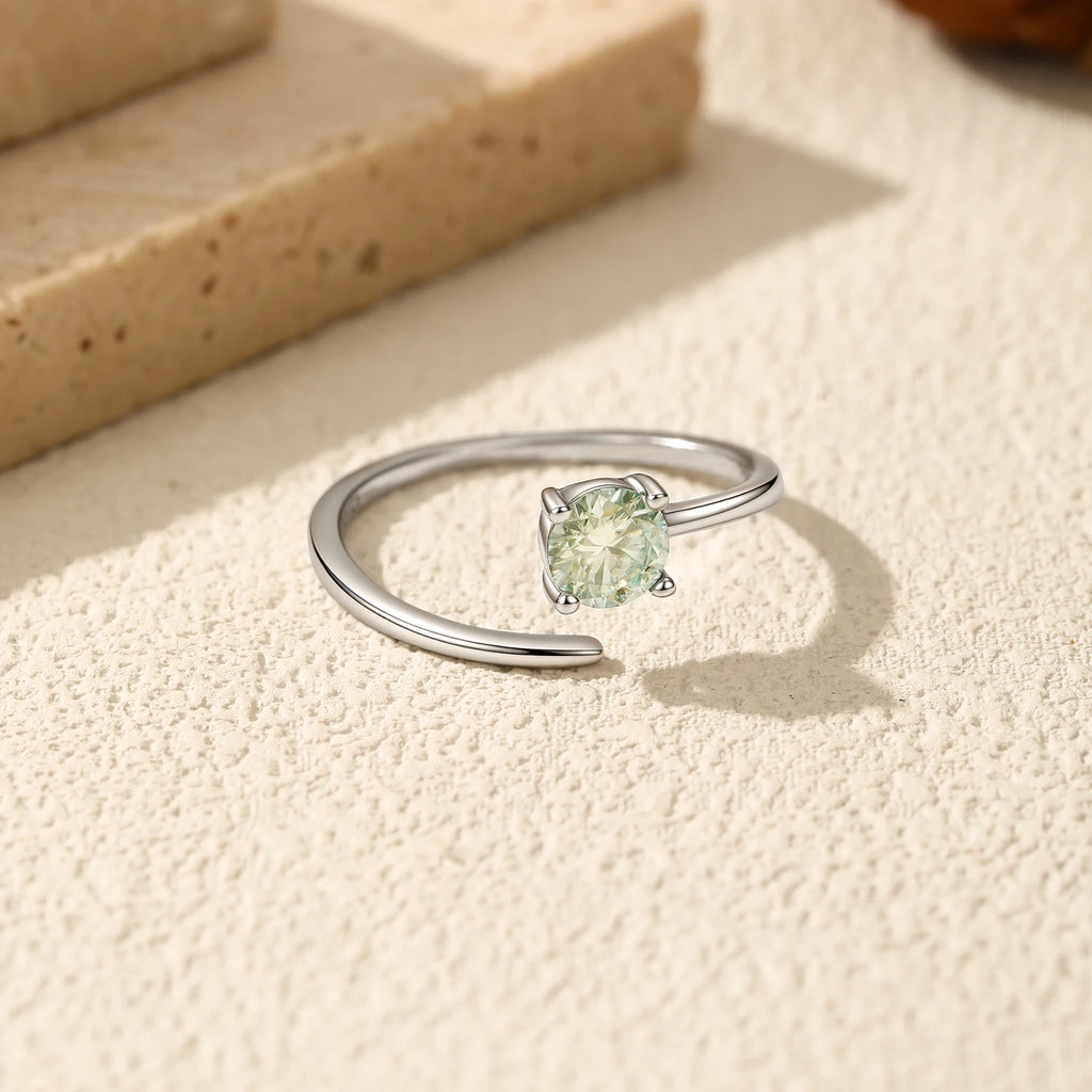 D Color Green Moissanite Free Size Ring 925 Sterling Silver Polishing Line Lab Diamond Finger Ring For Women Fine Jewelry