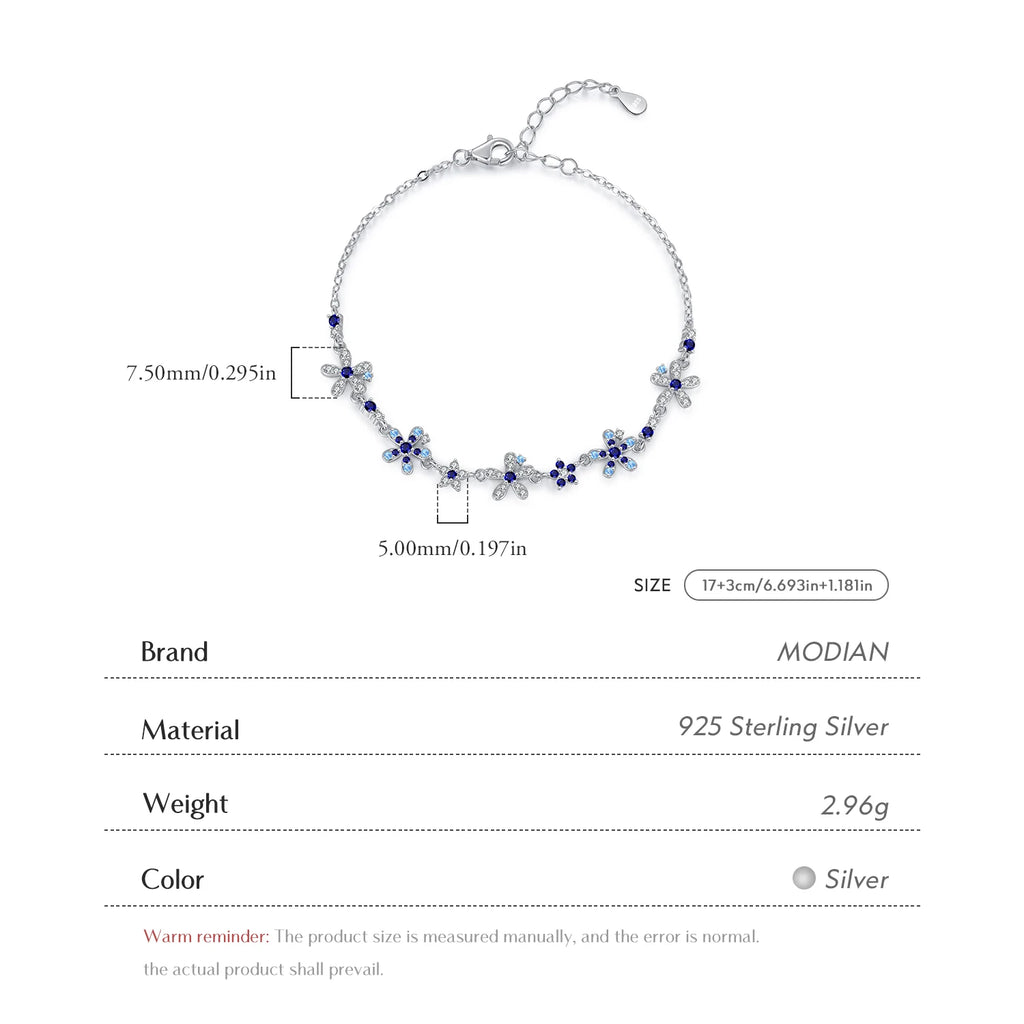 925 Sterling Silver Luxury Flowers Pave Setting CZ Brilliant Bracelets Fashion Daily Link Chain For Women Jewelry Gift