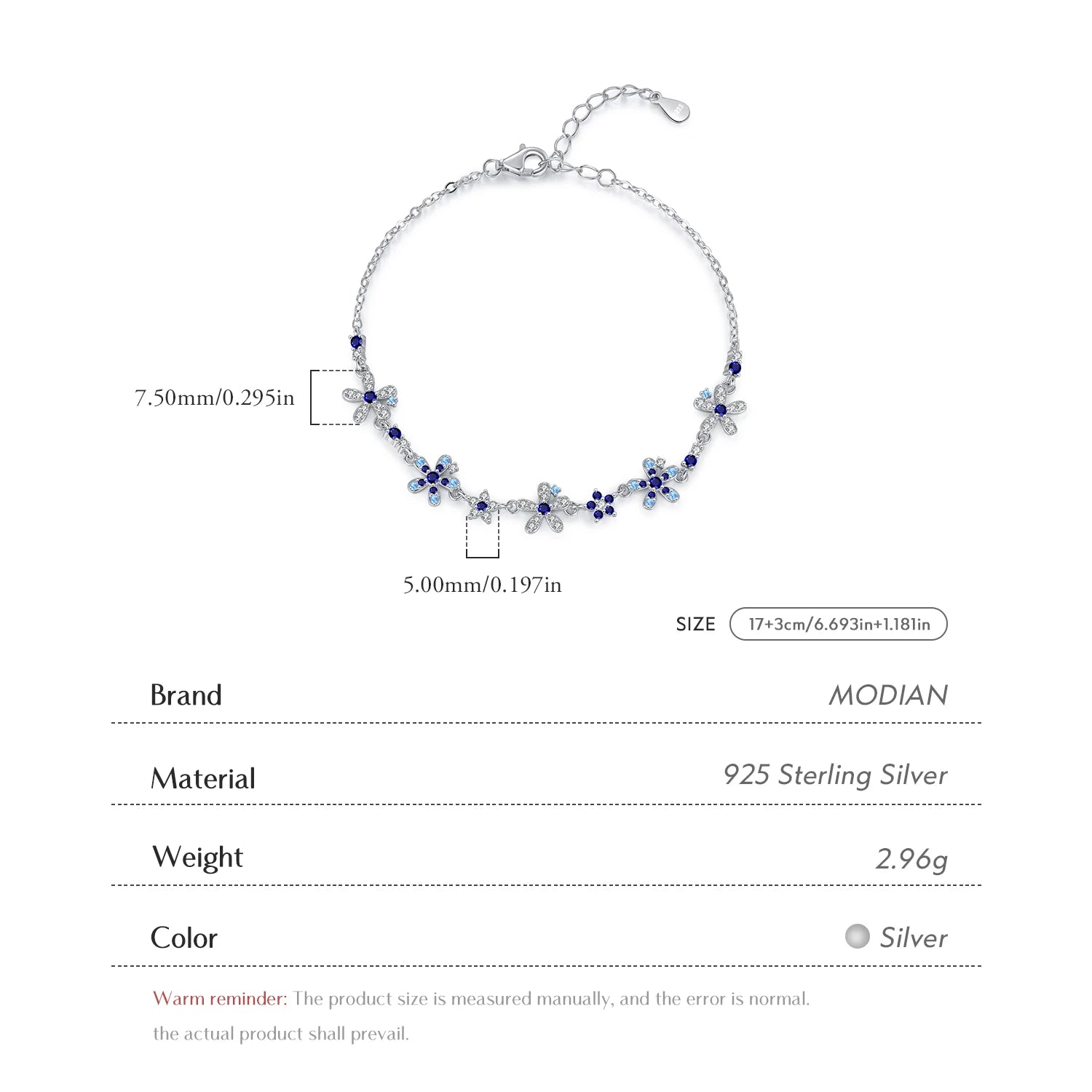 925 Sterling Silver Luxury Flowers Pave Setting CZ Brilliant Bracelets Fashion Daily Link Chain For Women Jewelry Gift