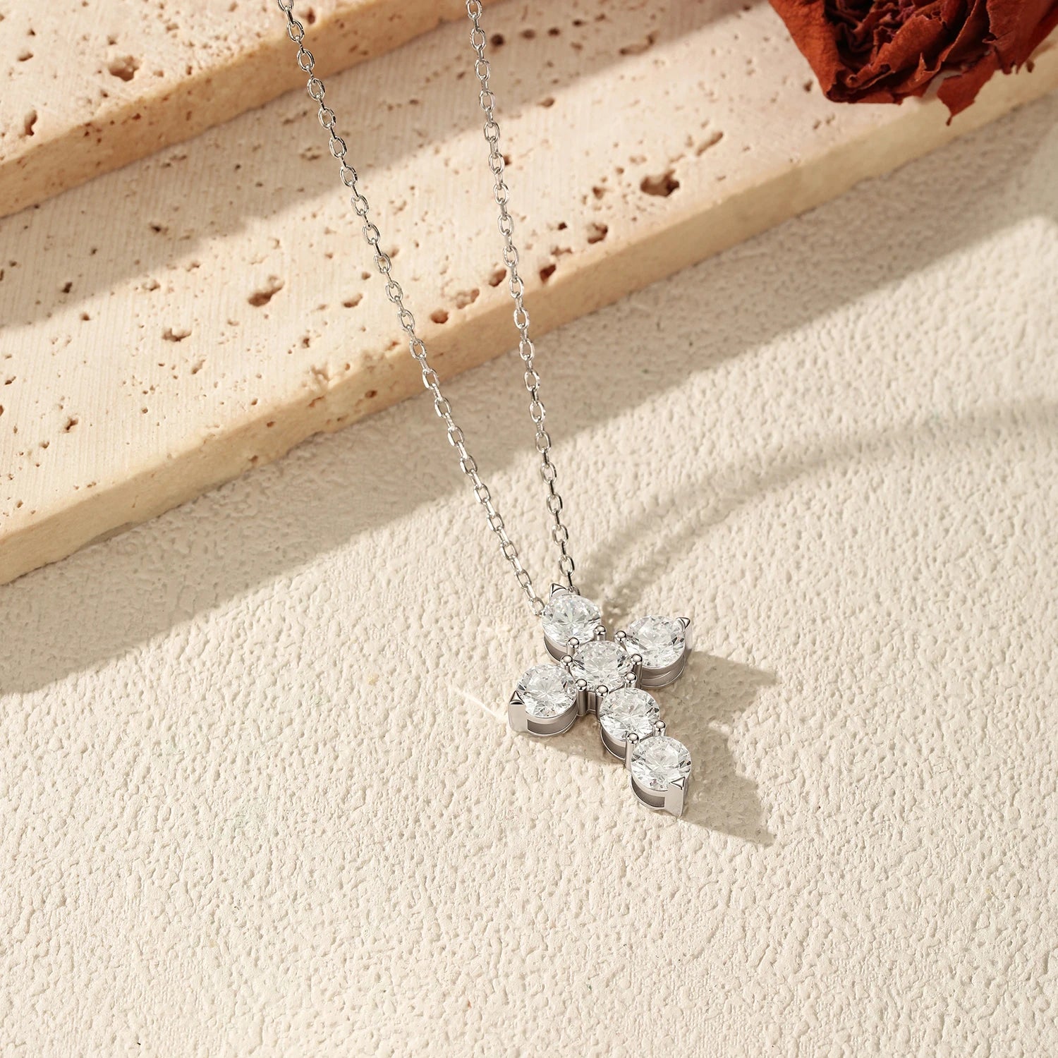 3CT Moissanite Lab Diamond Necklaces 925 Sterling Sliver Luxury Elegant Cross Pendant Necklaces For Women Fine Jewelry