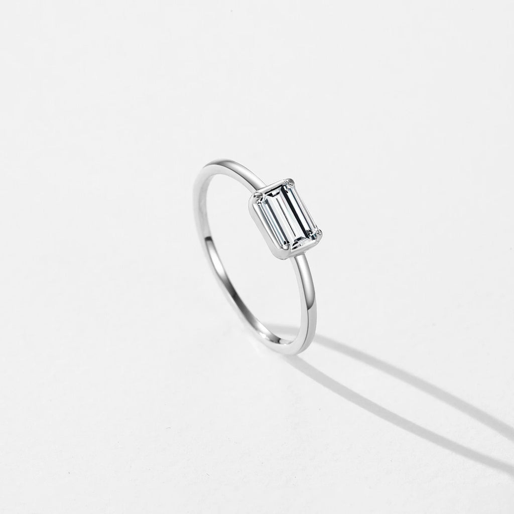 925 Sterling Silver Emerald Cut Rectangle CZ Ring Exquisite Simple Anniversary Gifts For Women Fine Wedding Jewelry