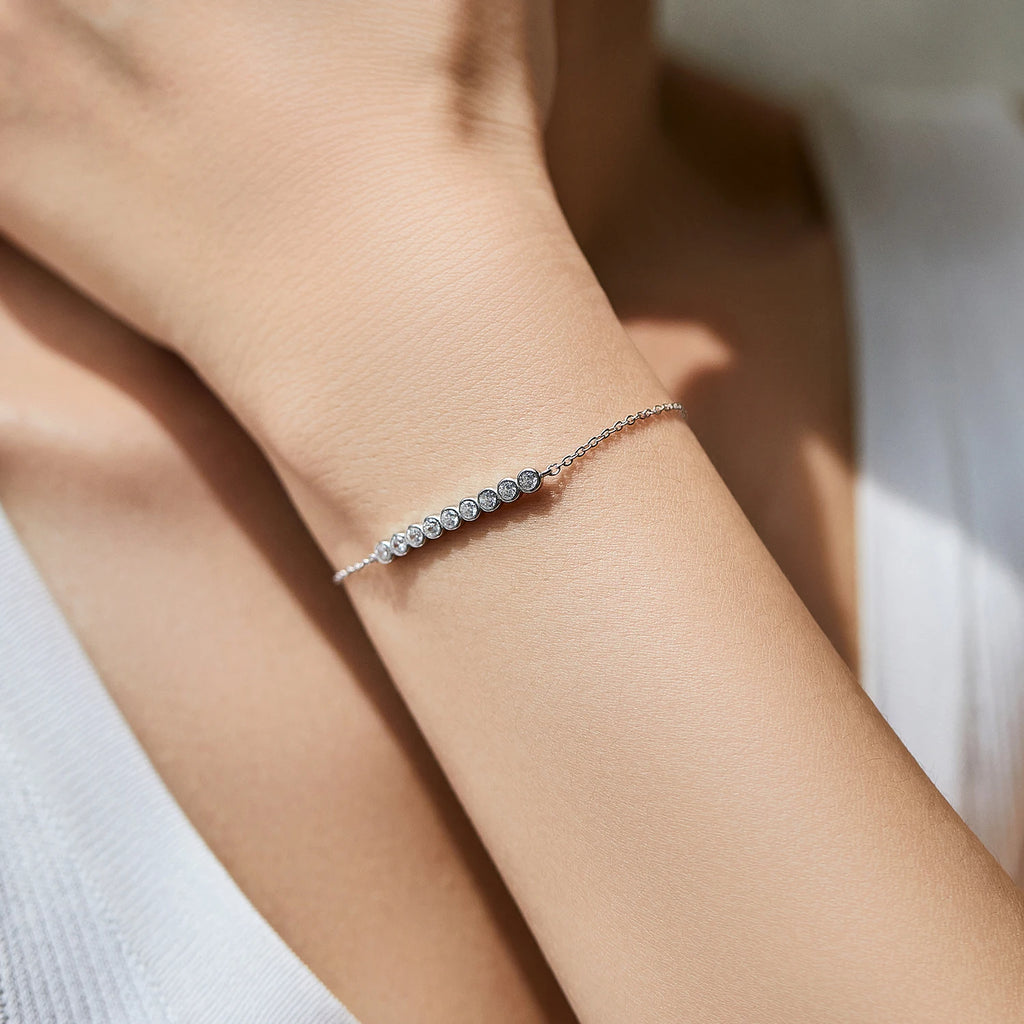 D Color Moissanite 925 Sterling Silver Simple Bracelet Round Lab Diamond Chain Link Jewelry For Women Luxury Wedding Gift