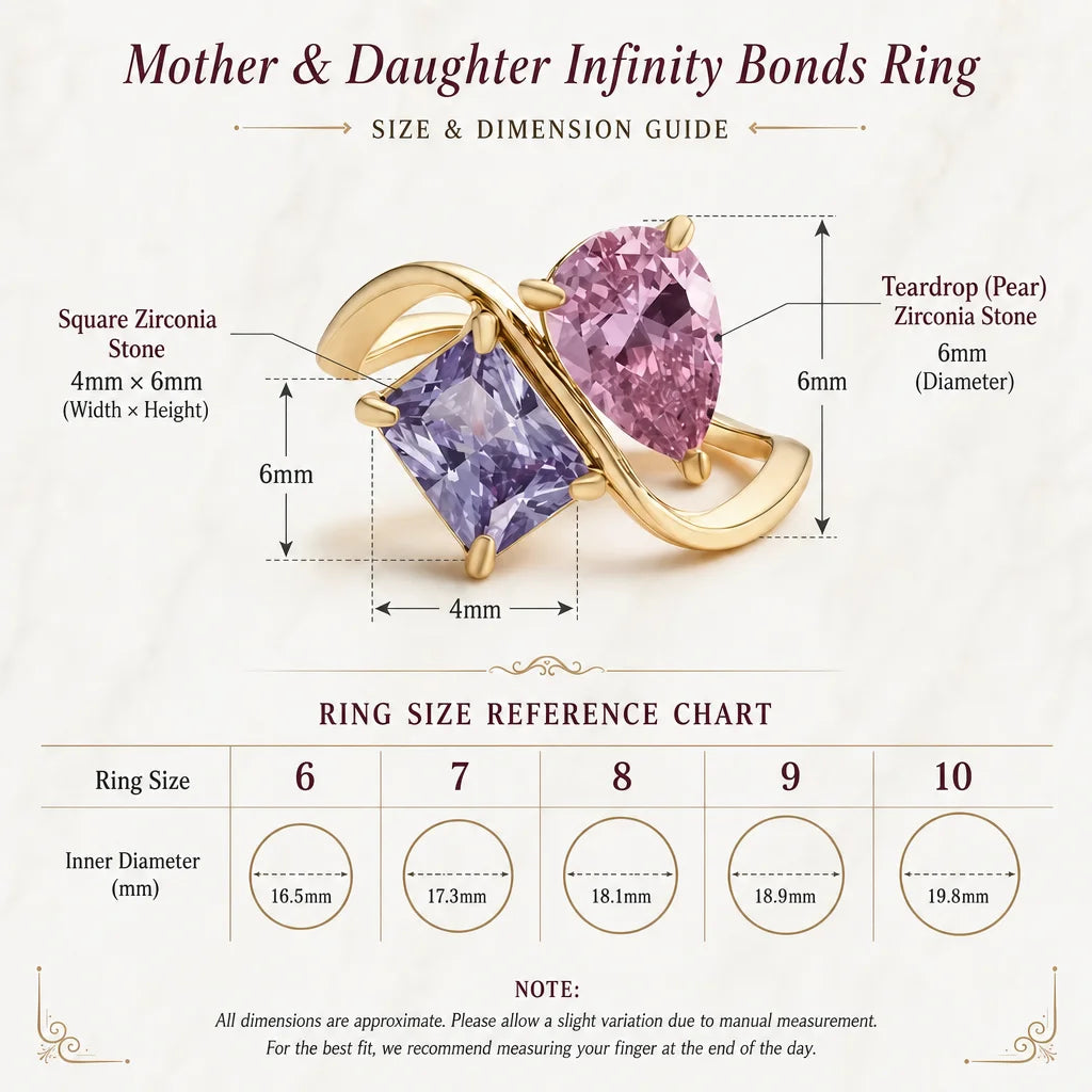 Custom Mother Daughter Birthstone Ring Personalized Infinity Bond Two Stone Ring 18K Gold Plated Jewelry Gift for Mom
