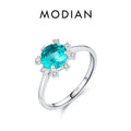925 Sterling Silver Green Emerald Cute Zirconia Eternity Finger Ring For Women Statement Fine Jewelry