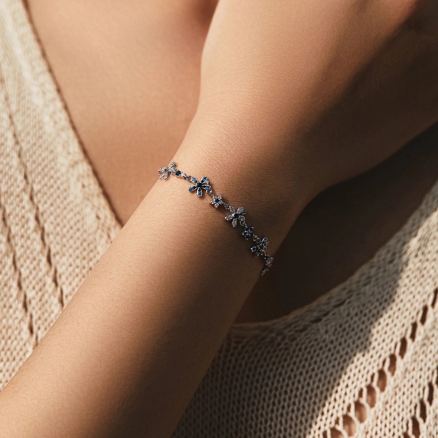 925 Sterling Silver Luxury Flowers Pave Setting CZ Brilliant Bracelets Fashion Daily Link Chain For Women Jewelry Gift
