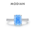 925 Sterling Silver Paraiba Color Crushed Ice Cut Cubic Zirconia Luxury Classic Cocktail Rings For Women Jewelry