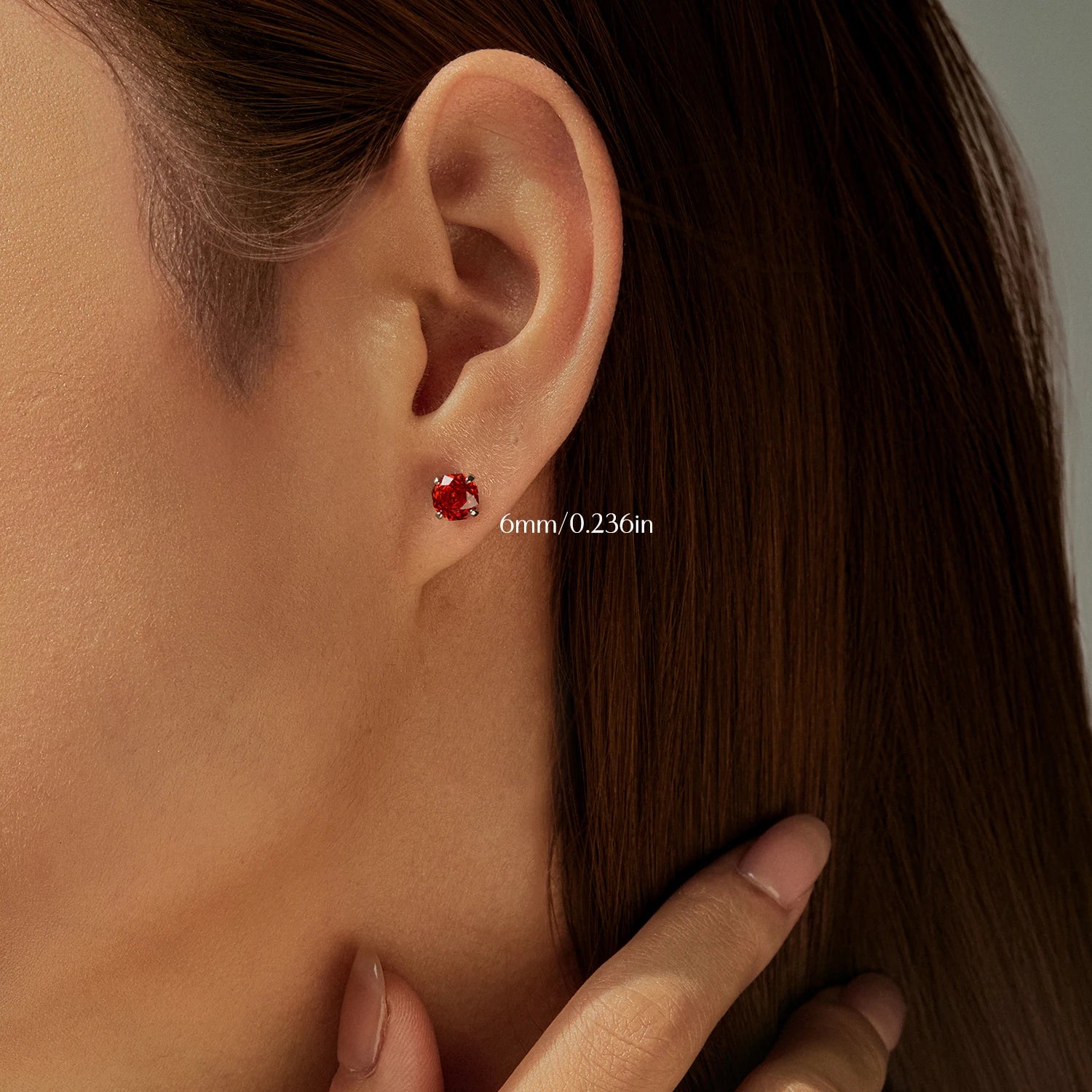 925 Sterling Silver Delicate Unisex Octagon Ear Stud Red Rose Cut Red CZ Stud Earrings For Women Fine Jewelry