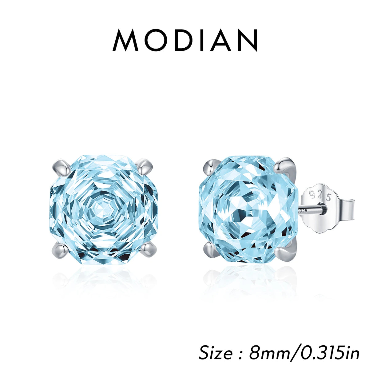 Sparkling 925 Sterling Silver Delicate Rose Cut Simulated Aquamarine Trendy Stud Earrings For Women Wedding Jewelry