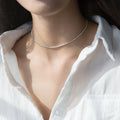 Genuien 925 Sterling Silver Dazzling Clear CZ Choker Necklace for Women Gift Adjustable Box Chain Original Fine Jewelry