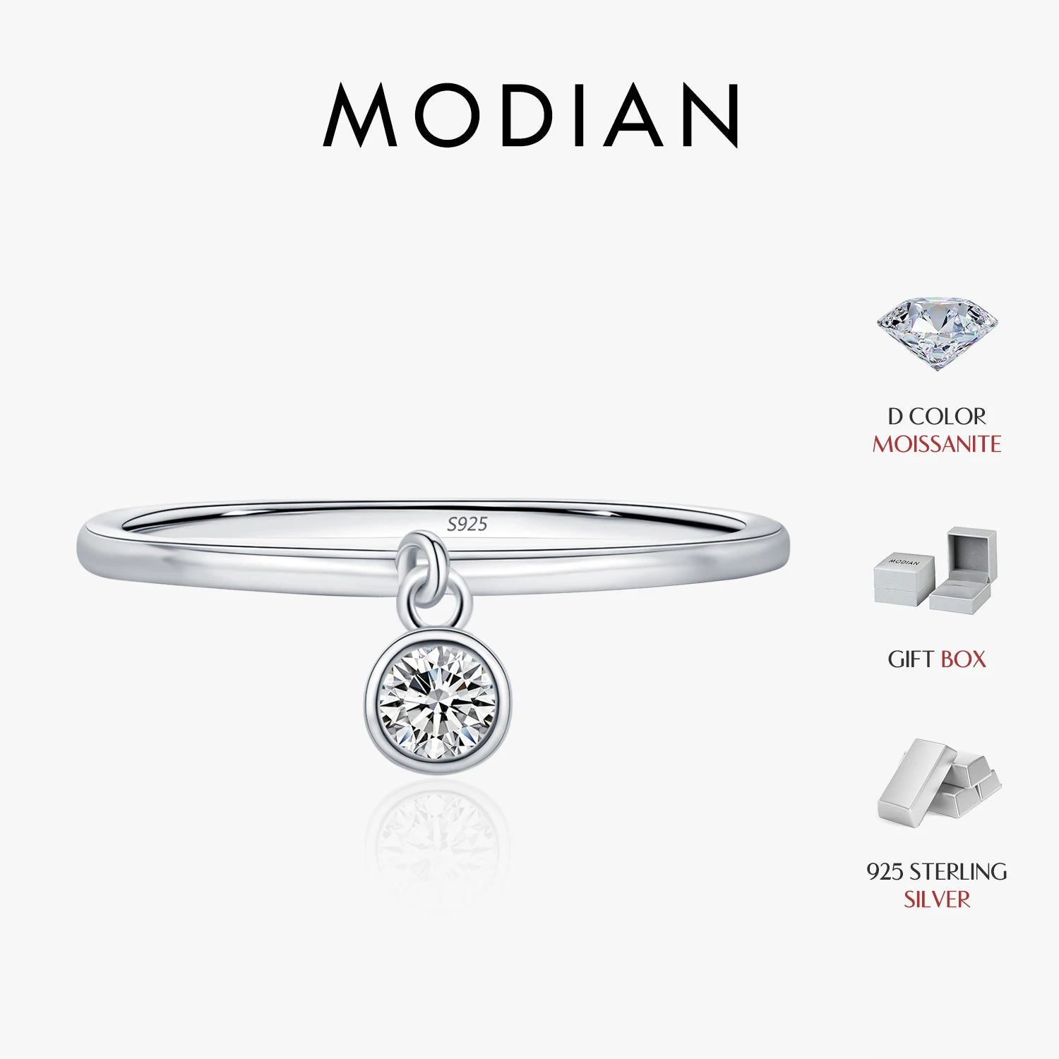 D Color Round Moissanite Ring 925 Sterling Silver Small Charms Sparkling Finger Rings For Women Wedding Jewelry Gift