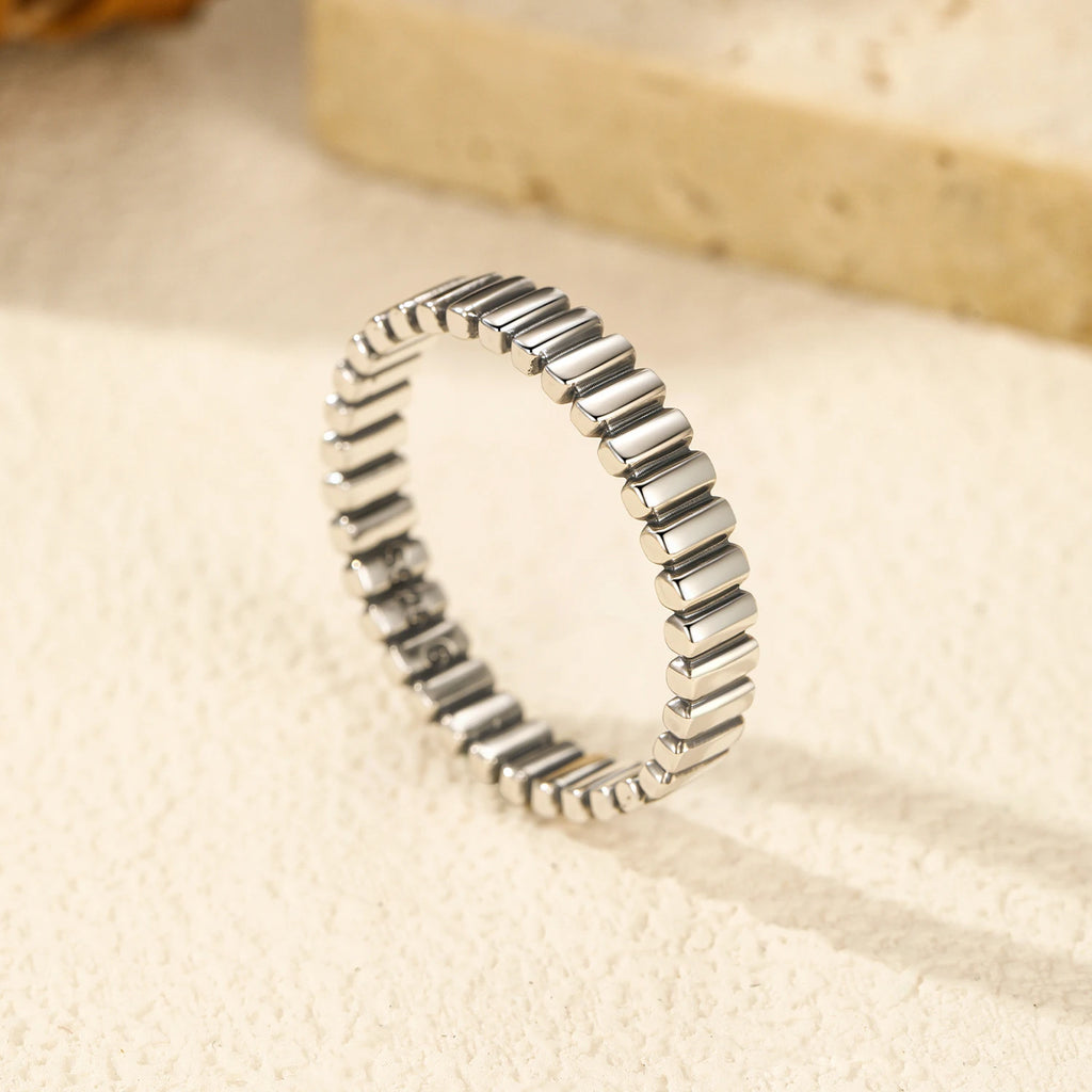 925 Sterling Silver Vintage Exquisite Geometric Stackable Eternity Band Rings For Women Retro Daily Fine Jewelry Gifts